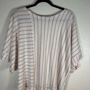 BKE Striped Flowy Women's Top in Cream and Tan